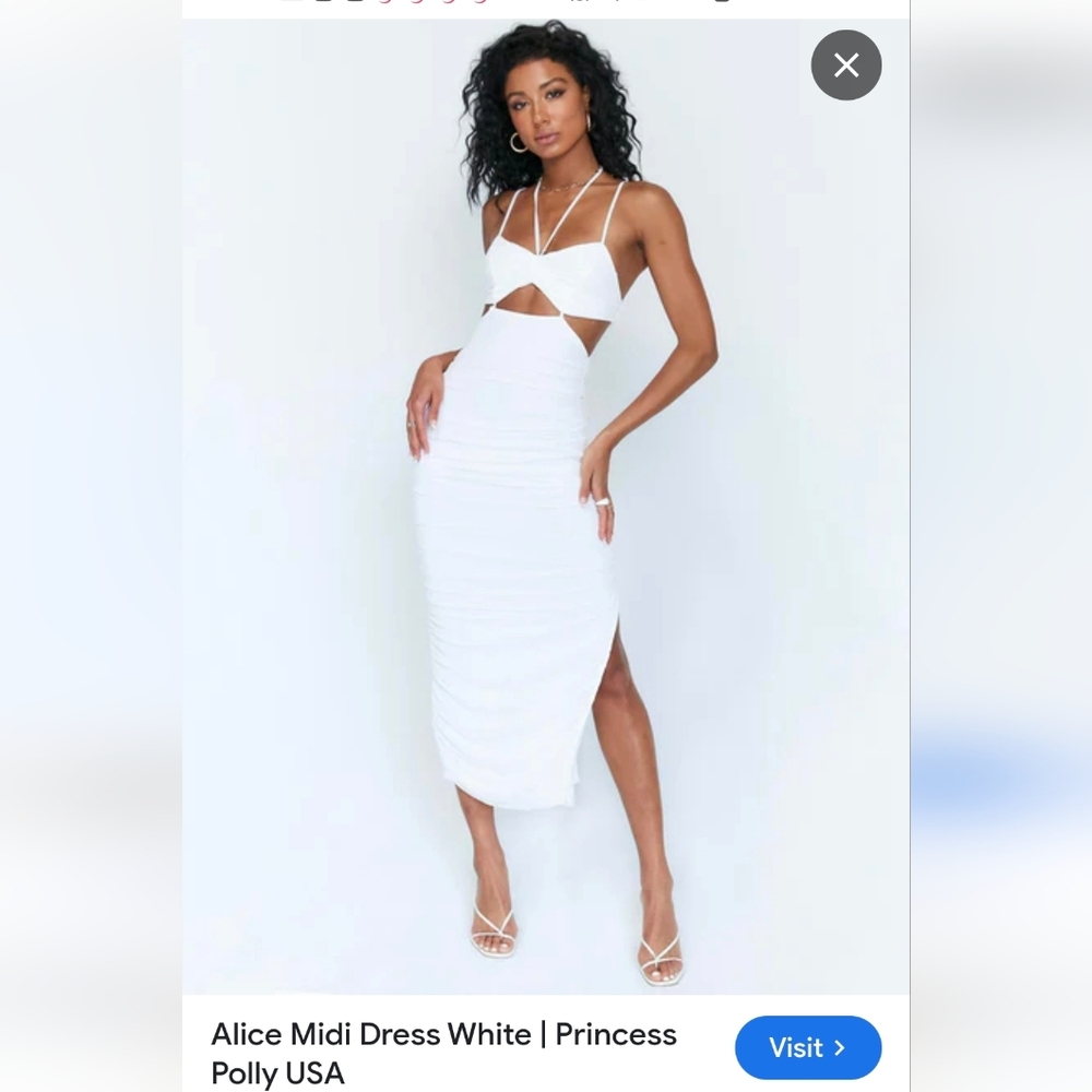 Princess Polly White Midi Dress with Elegant Silhouette size 4 strtchy